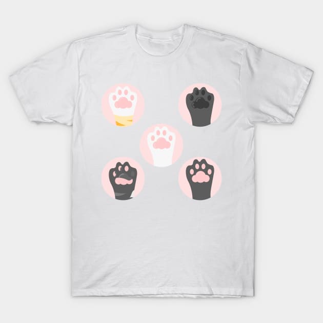 Colorful cute cat paws pattern T-Shirt by Aoxydesign